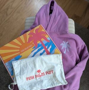 Pink Palm Puff Lavender Hoodie